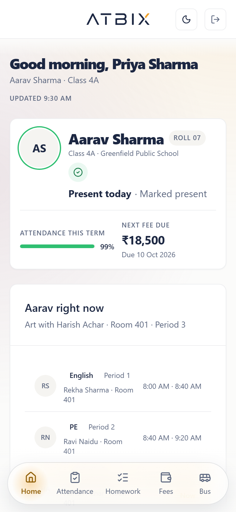 ATBIX parent mobile app